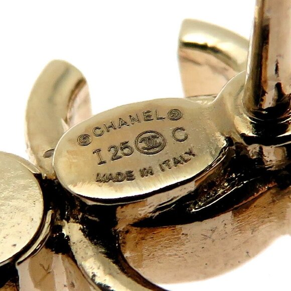 CHANEL Gold Pearl Logo Earrings - Picture 7 of 9